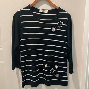 Dos Sena Milano Striped Blouse with embroidered bling size Large